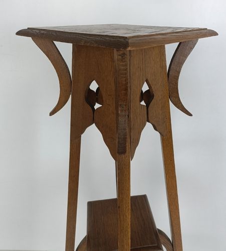Antique Art Nouveau 3 Tier Pedestal Plant Stand Carved Wood Side Table Gorgeous photo Furniture