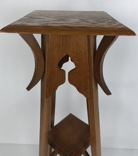 Antique Art Nouveau 3 Tier Pedestal Plant Stand Carved Wood Side Table Gorgeous photo 404.0