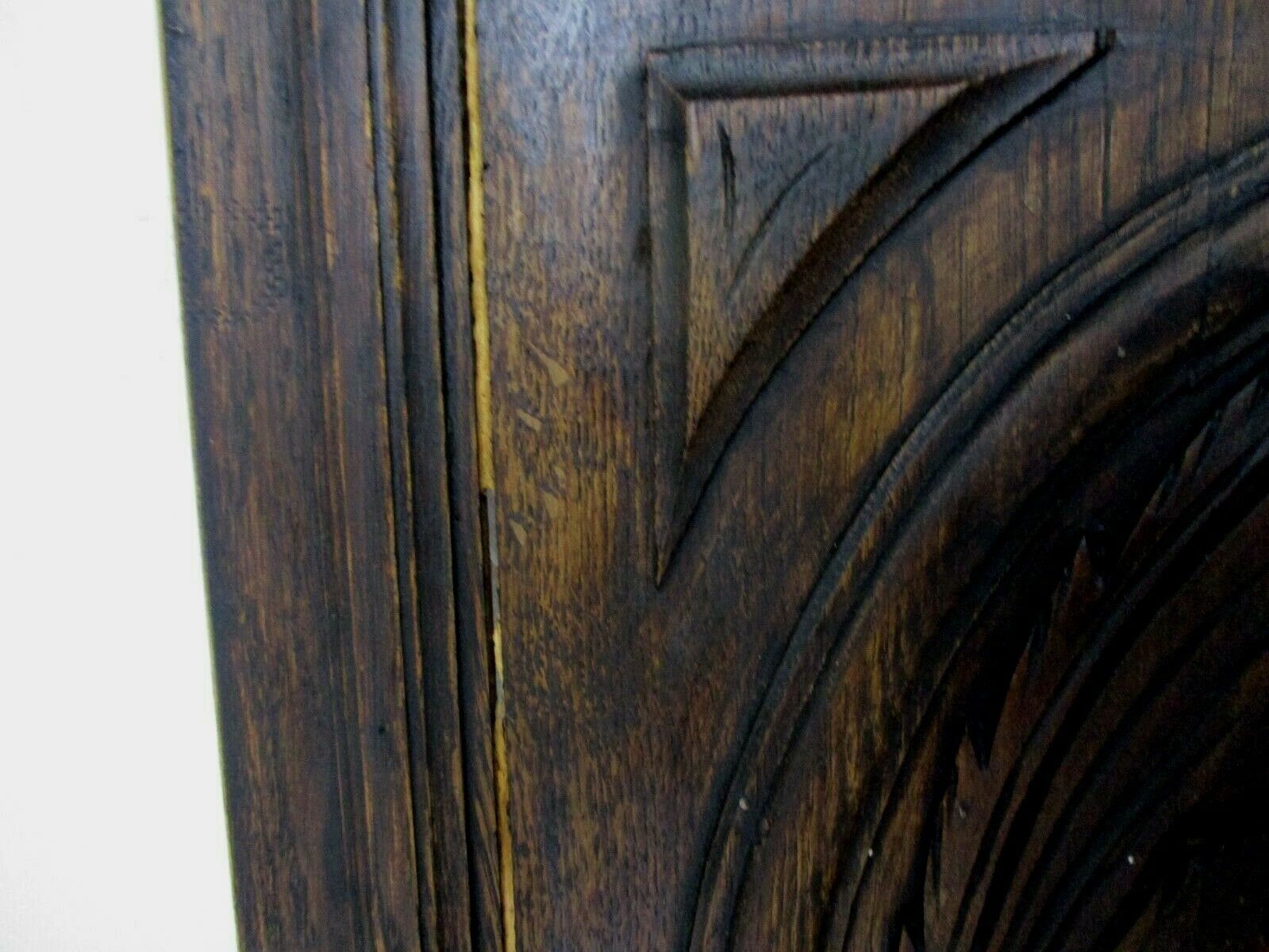 Pair Antique Hand Carved Oak Pheasants  Door Panels Reclaimed Architectural photo buy
