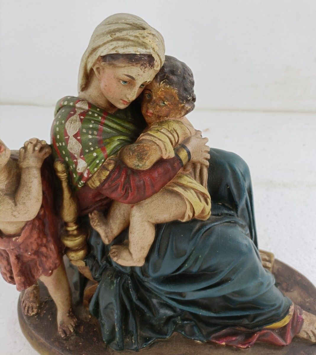 Virgin Mary Madonna Della Sedia Seggiola Plaster Statue Rafael John The Baptist photo furniture
