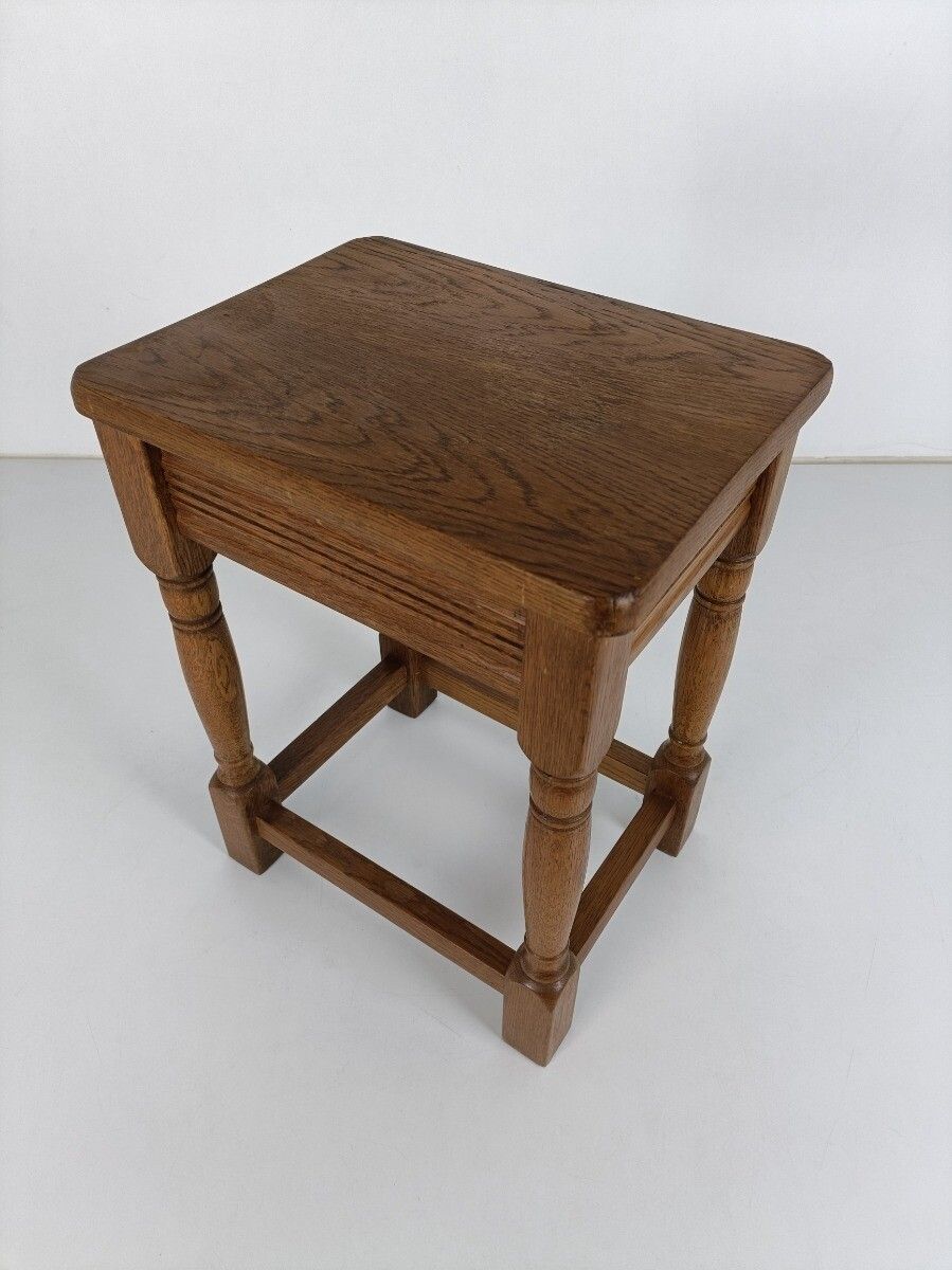 Side Occasional Small Wine Table Pedestal Barn Style Wood Vintage 70s photo Furniture