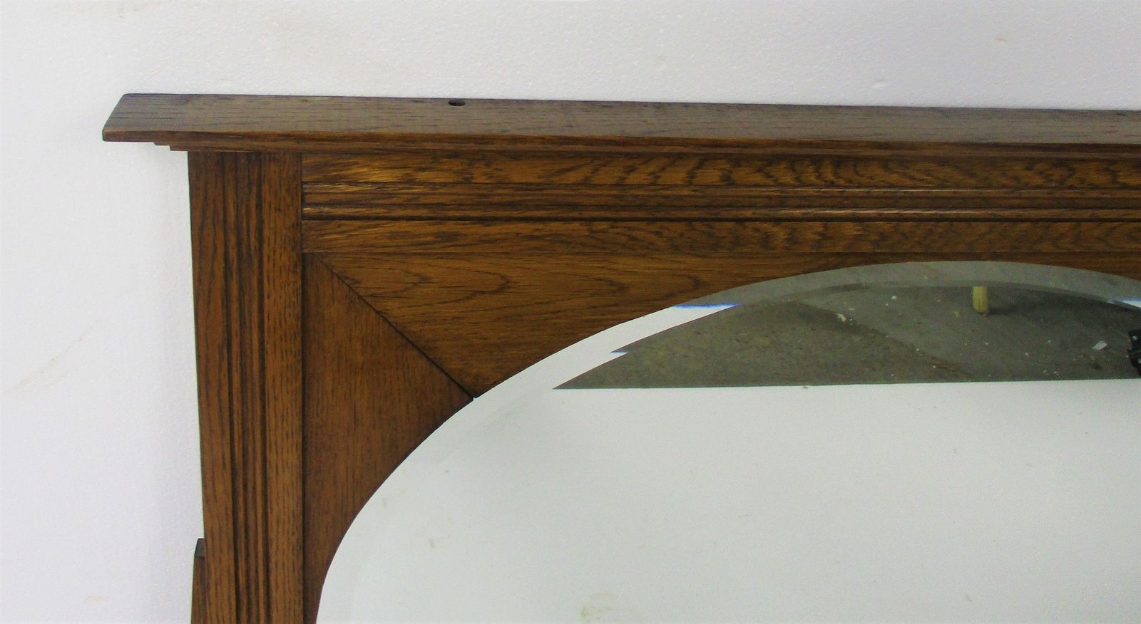 Large Mirror Ornate Beveled Glass Wooden Frame Headpiece Pediment Reclaimed Gorg photo furniture