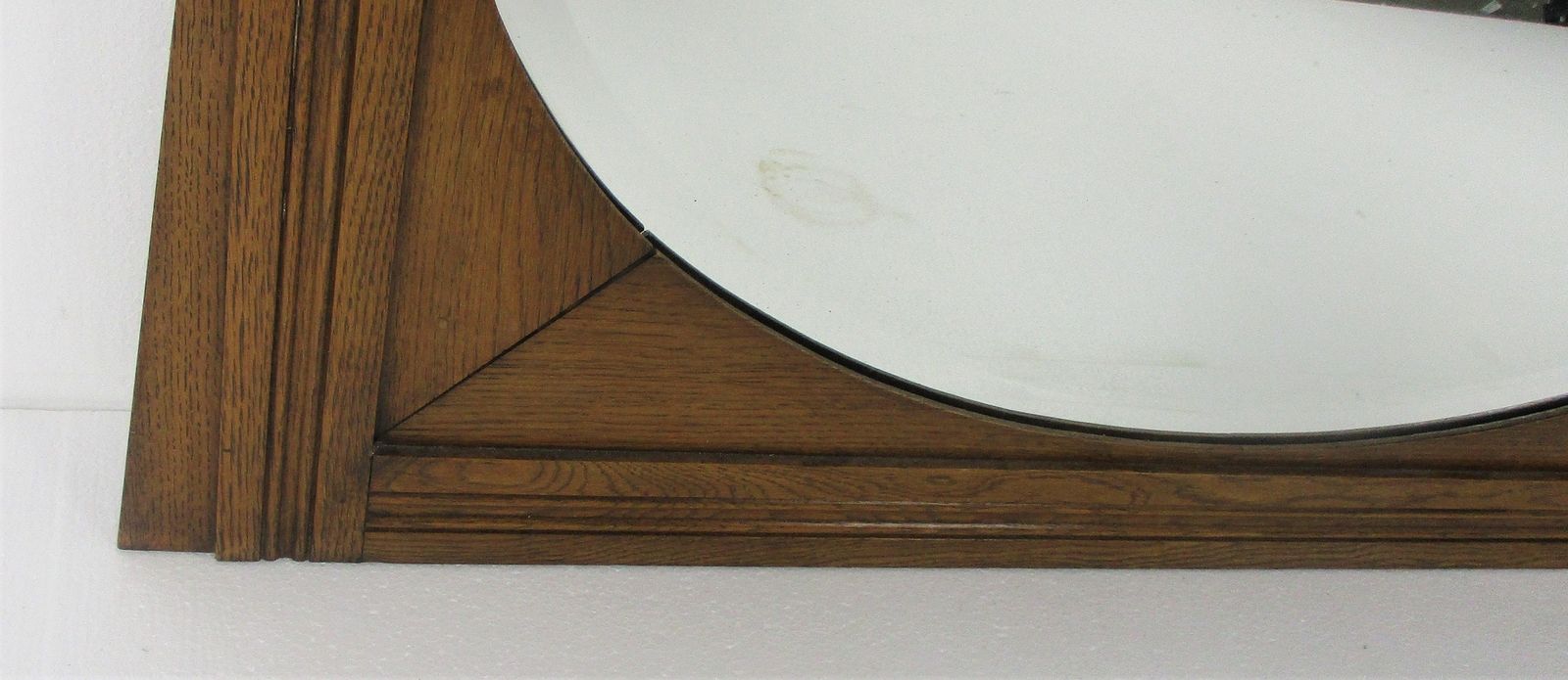 Large Mirror Ornate Beveled Glass Wooden Frame Headpiece Pediment Reclaimed Gorg photo for sale