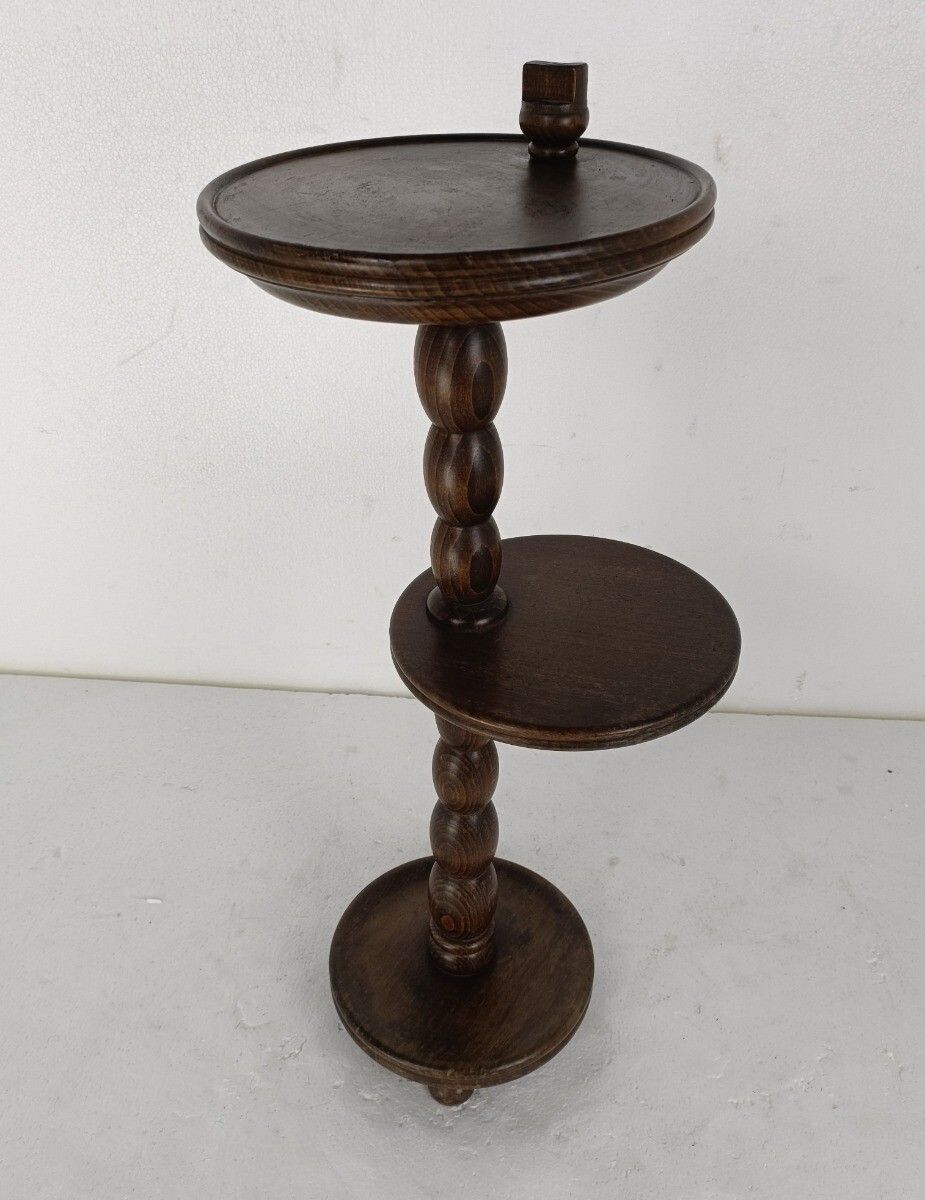 Pedestal Plant Stand Side Occasional Table Two Tier Vintage Modernist Barn Count photo furniture
