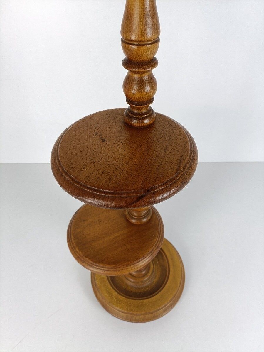Vintage Hand Carved Wooden Three Tier  Pedestal Siede Table Two Tier Bonsai Plan photo for sale