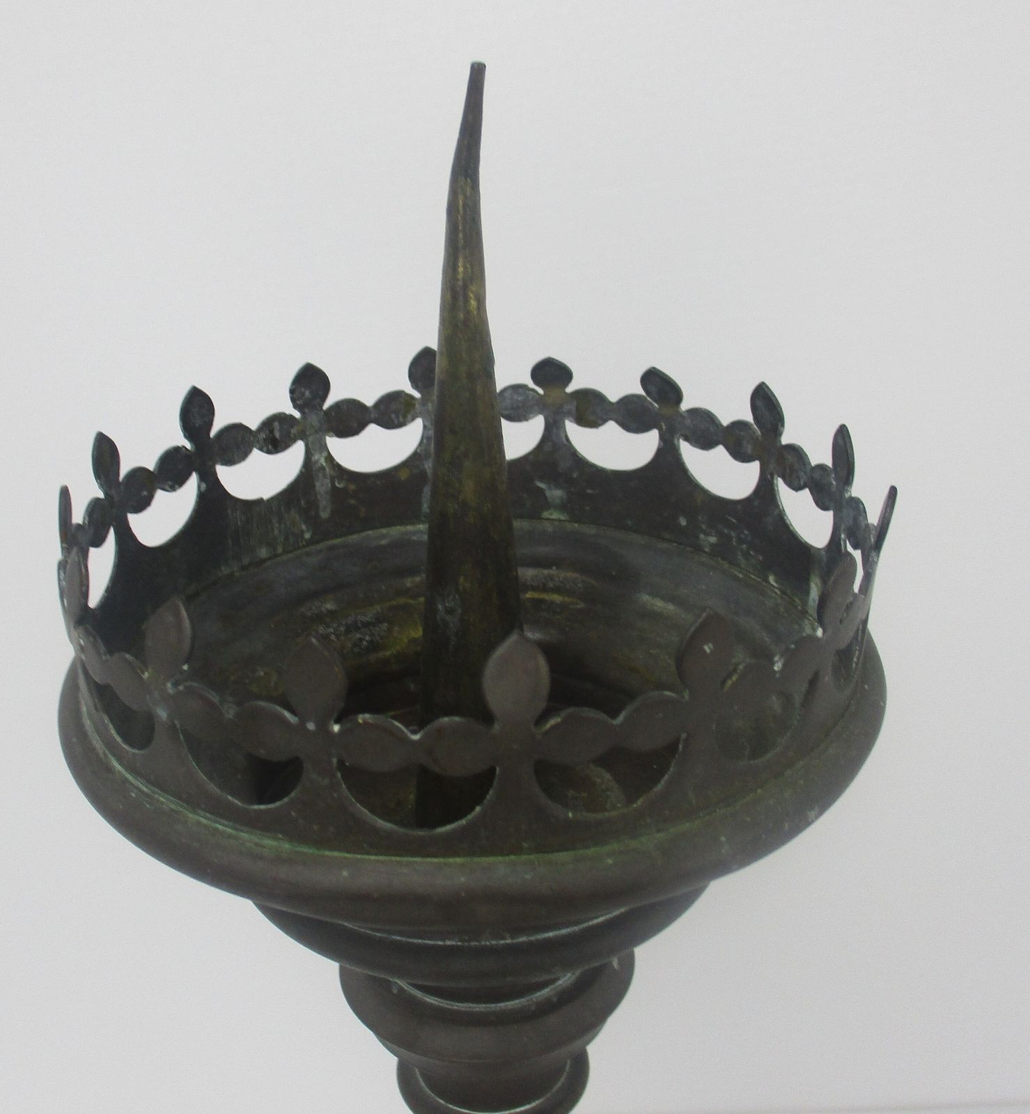 Antique Candle Holder Candle Stick Church  Chapel Altar Monastery Brass Gothic B photo for sale