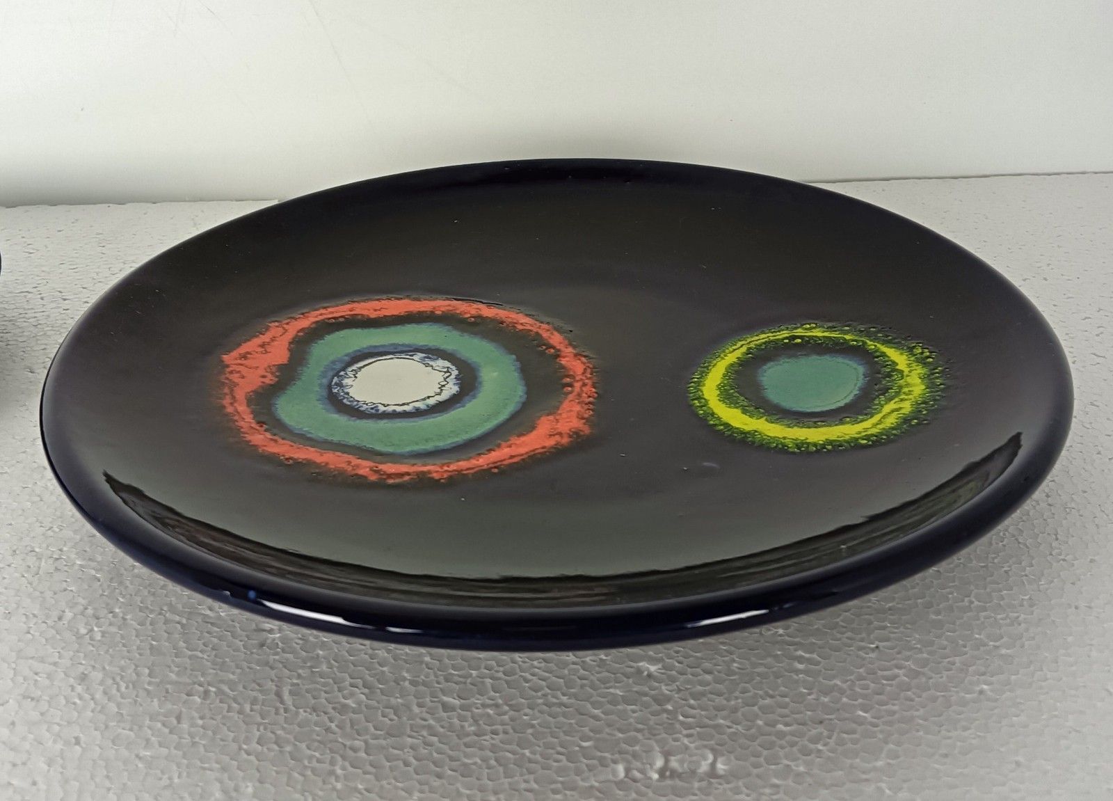 Two Ceramic Glazed Fat Lava Decorative Charger Plates Italy Wall Hanging Funky R photo 182.0