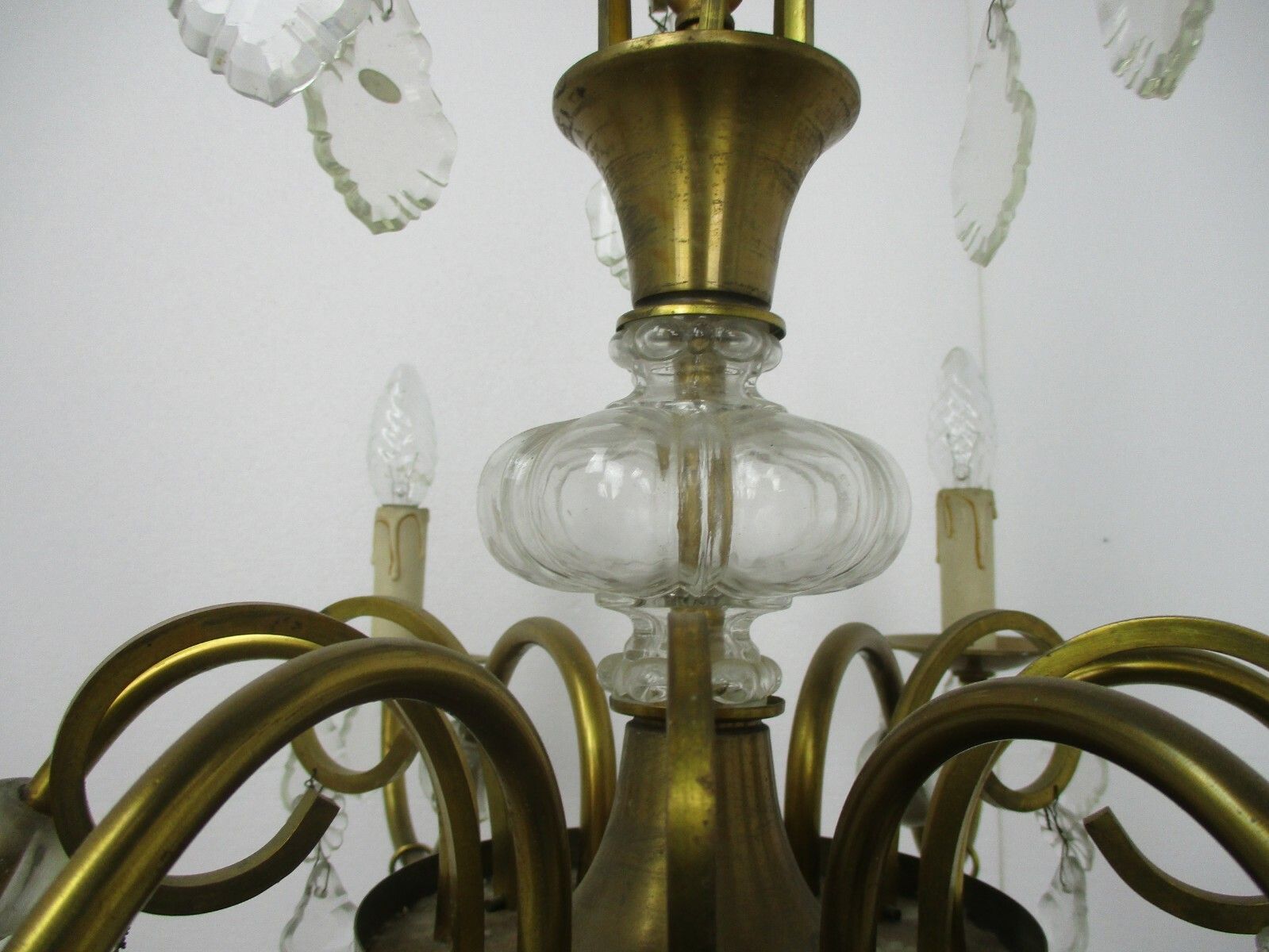 photo furniture 6 Arm Lights Pan Chandelier Revival French Empire Style Brass Ornate Prisms Wow