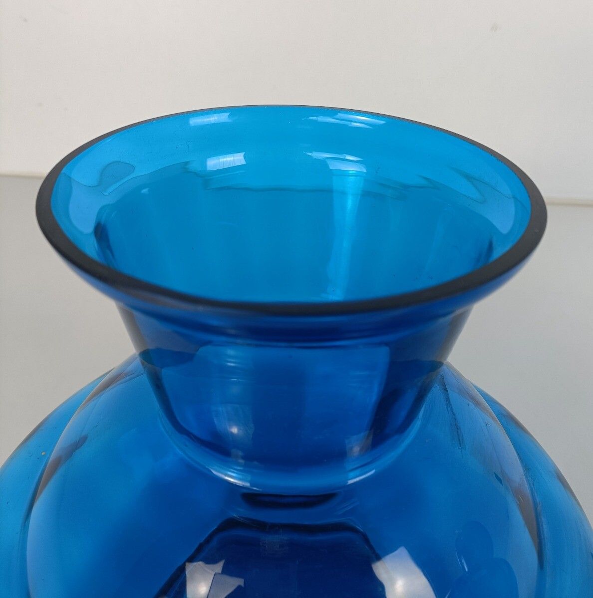photo furniture Pair Blue Art Deco  Hooped Vases  Art Glass Antique Gorgeous