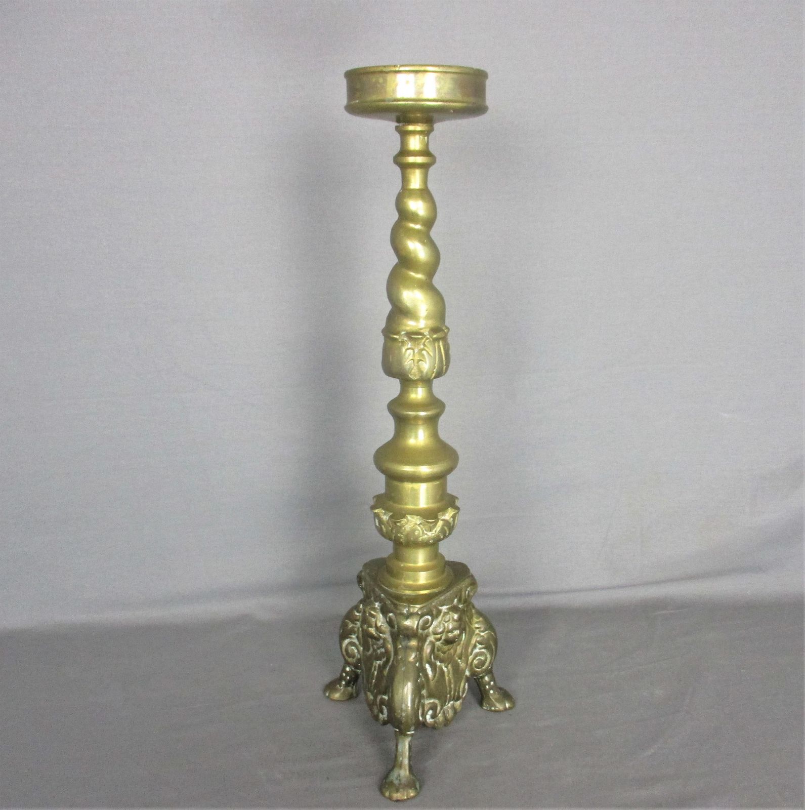 Antique Candle Holder Candle Stick Church  Chapel Altar Monastery Brass Gothic L photo Home Decor