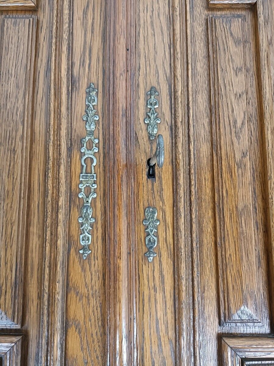 Pair Antique French Hand Carved Wood Oak Door Panels Reclaimed Architectural Bas photo buy