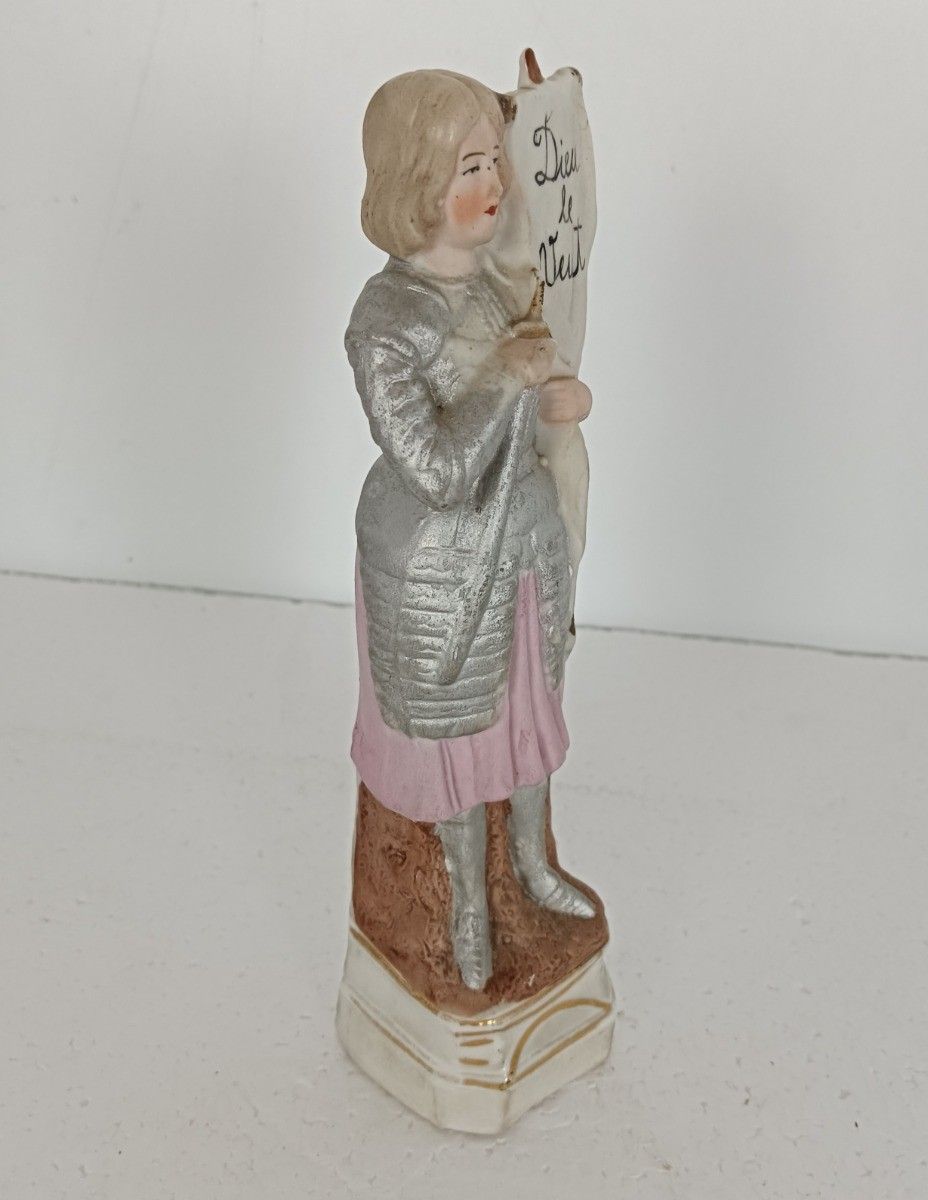 Antique French  Figurine, Joan Of Arc Porcelain Figurine, Jeanne D'arc  Dieu Le photo 81.0