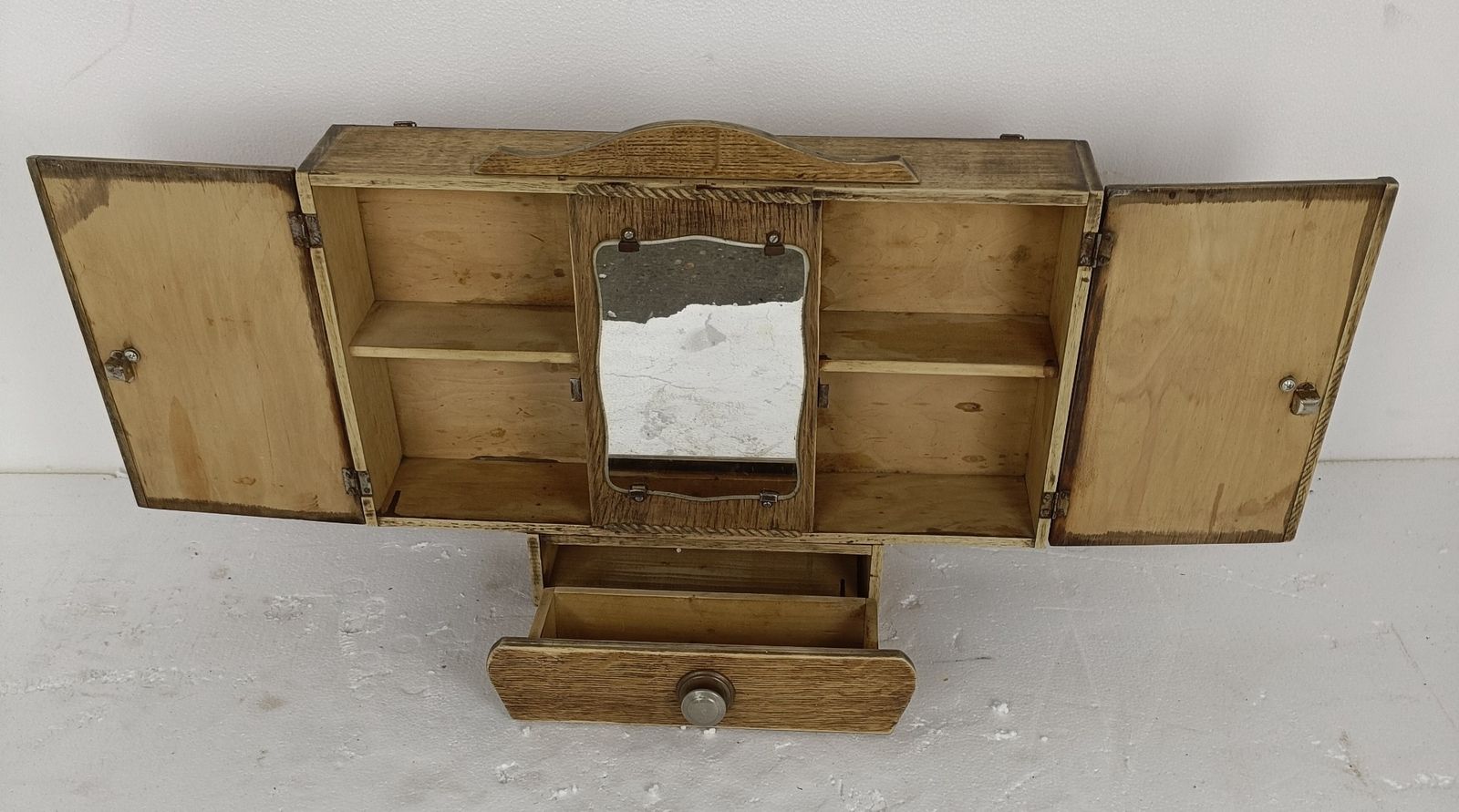 Double Apothecary Bathroom Medicine Kitchen Cabinet Wood Art Deco  Wow  Sand Bla photo vintage