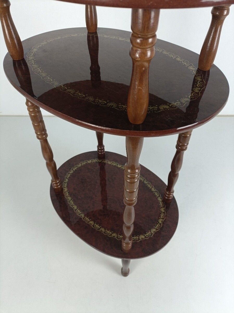 Pedestal Display Side Table Plant Stand Italian Wood Vintage Display Etagère 3 photo vinterior