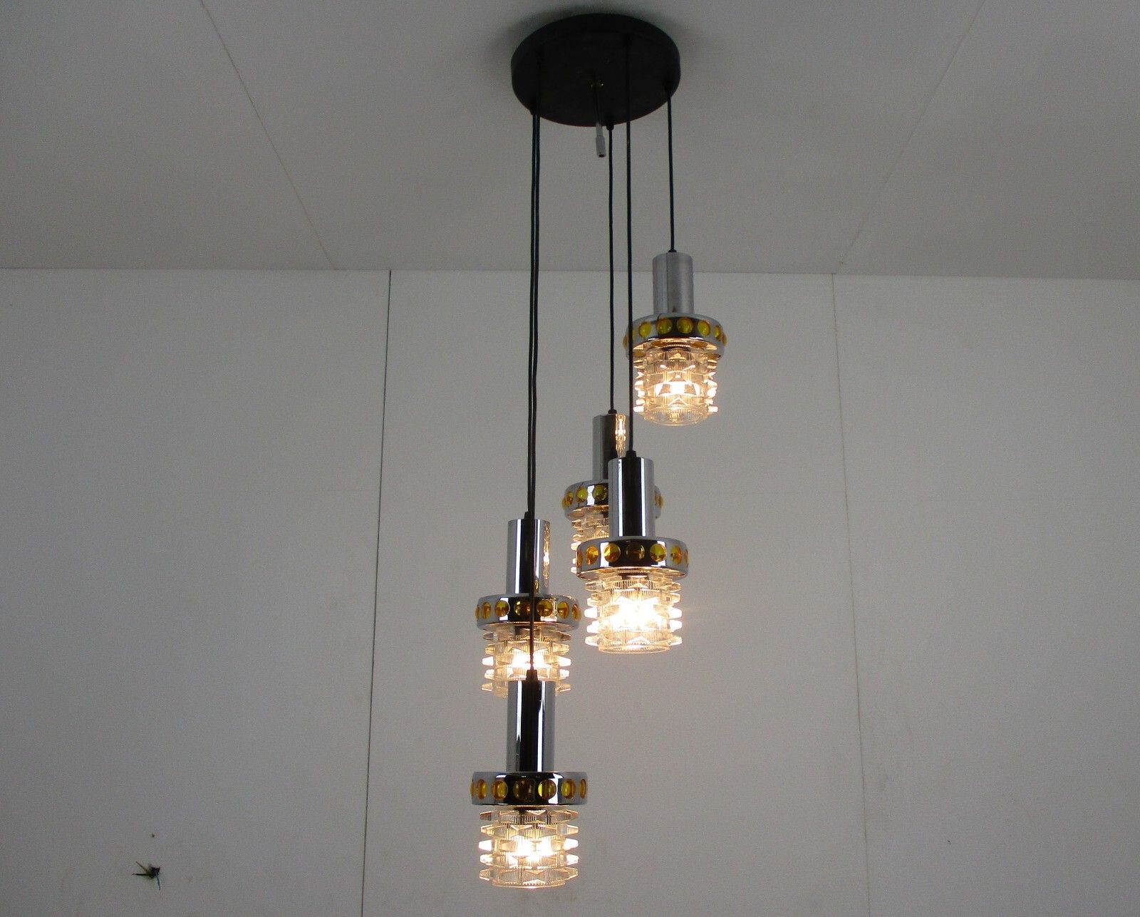 Raak Modern Mid Century Chandelier  Modernist Cascade 5 Lights Shades Glass photo furniture