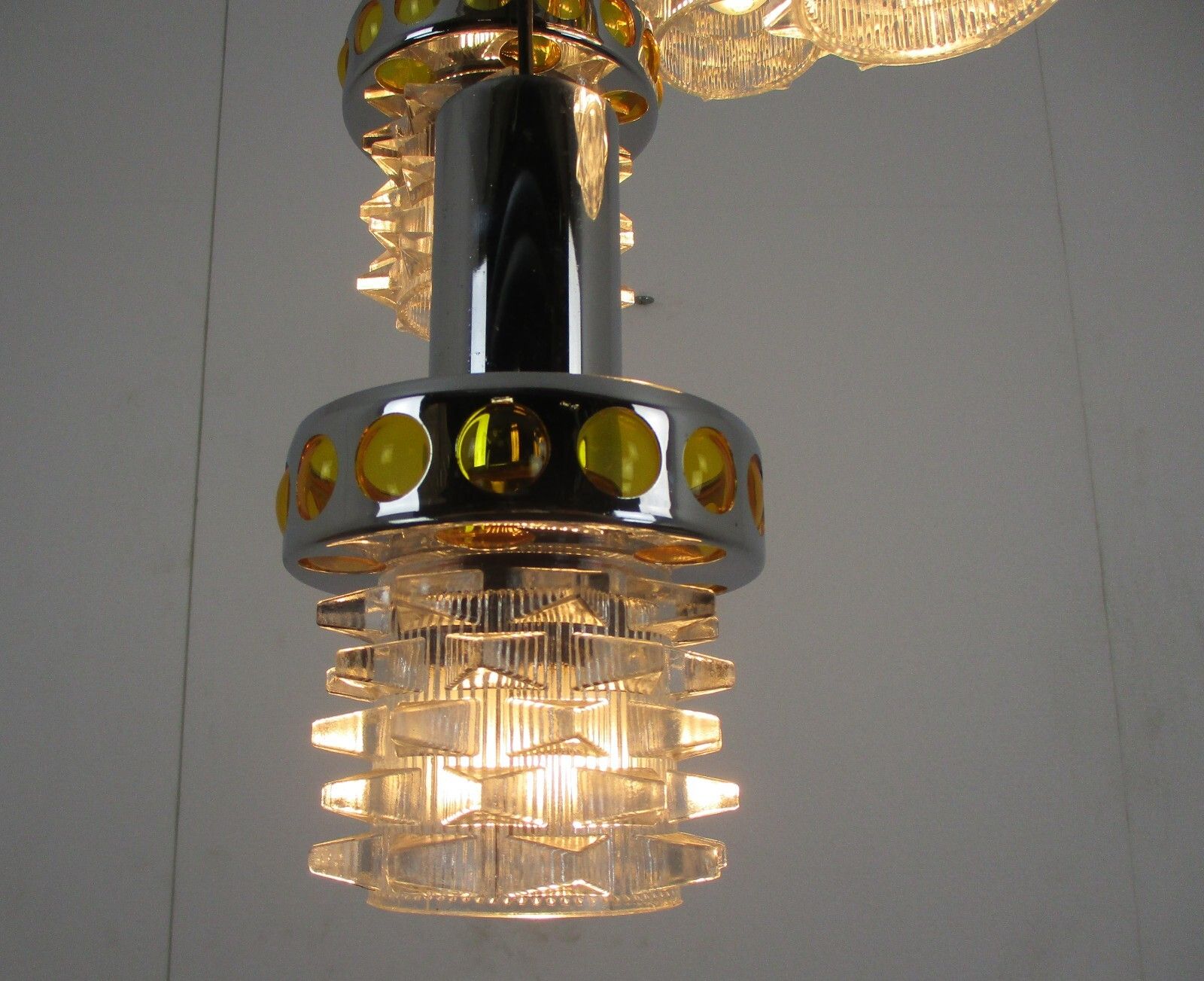 Raak Modern Mid Century Chandelier  Modernist Cascade 5 Lights Shades Glass photo 282.0