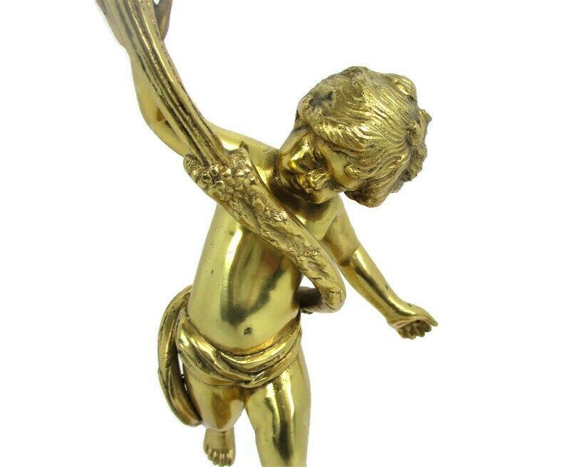 Glorious Embossed Brass Ornate Candle Holder Candelabra 4 Arm Centerpiece Cherub photo furniture