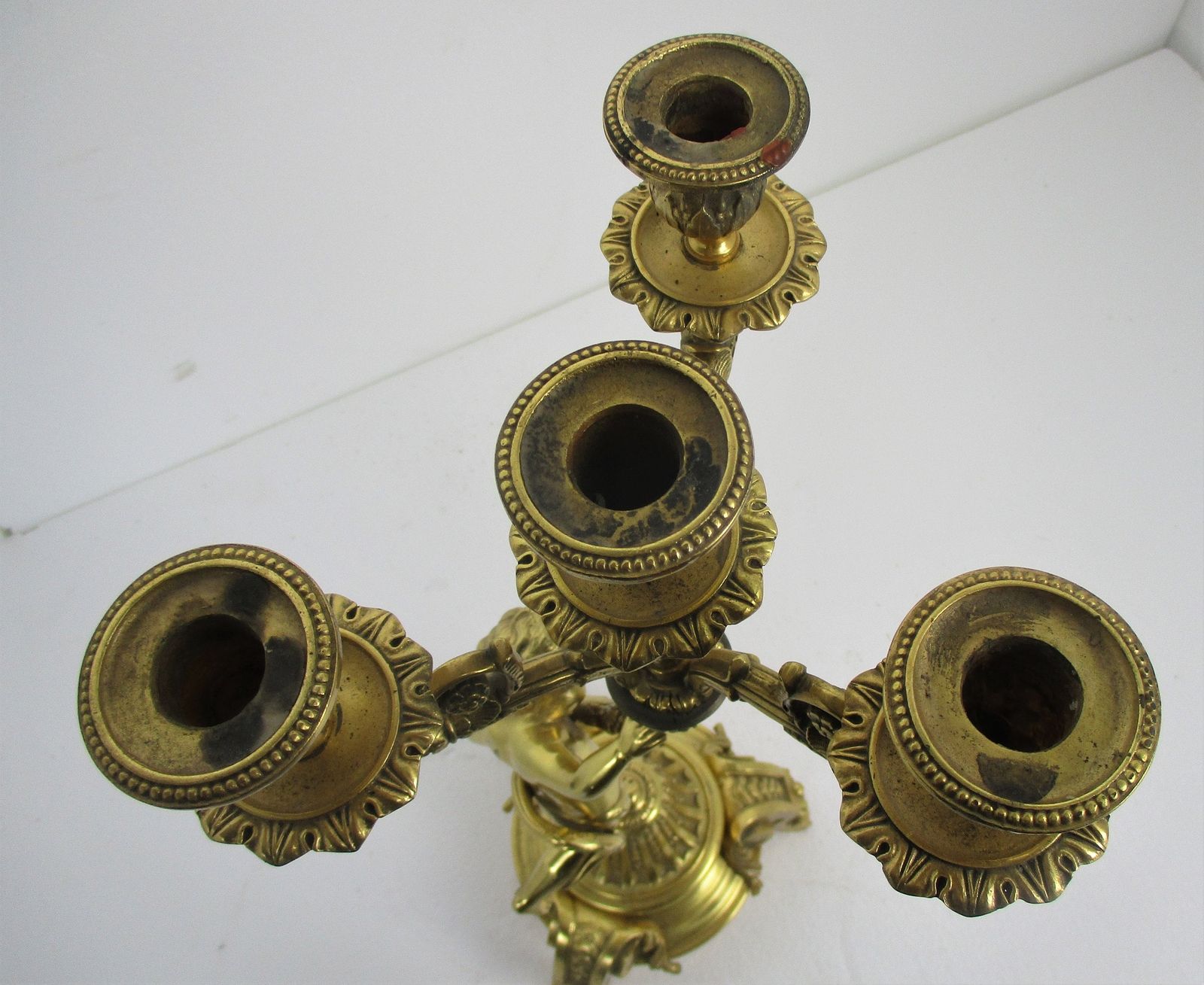 photo furniture Glorious Embossed Brass Ornate Candle Holder Candelabra 4 Arm Centerpiece Cherub