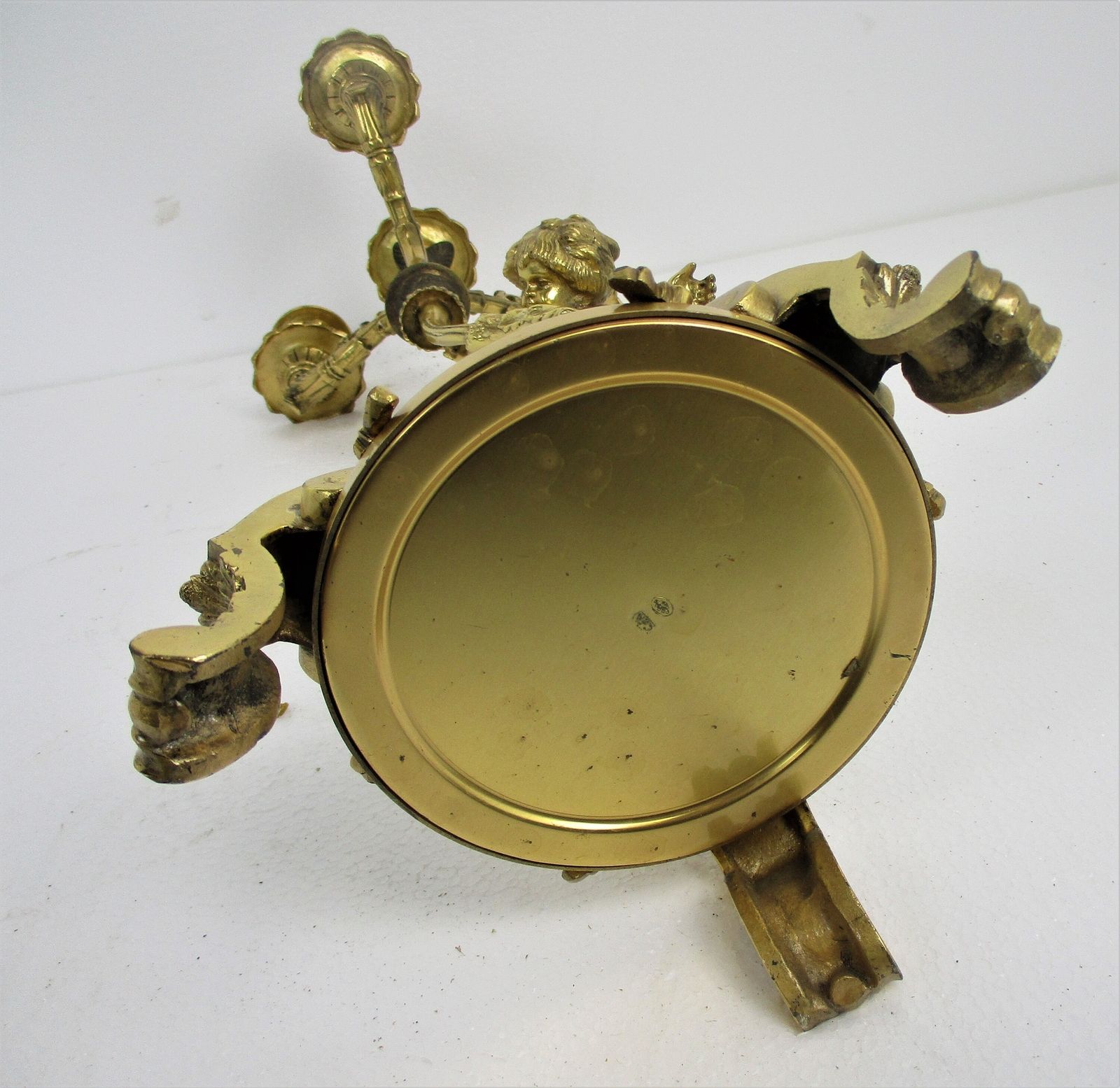 photo for sale Glorious Embossed Brass Ornate Candle Holder Candelabra 4 Arm Centerpiece Cherub