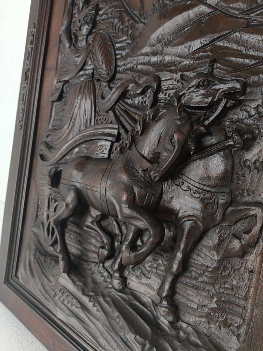 Antique Hand Carved  Door Panel  Roman Charriot Warrior Soldier Reclaimed Archit photo vinterior