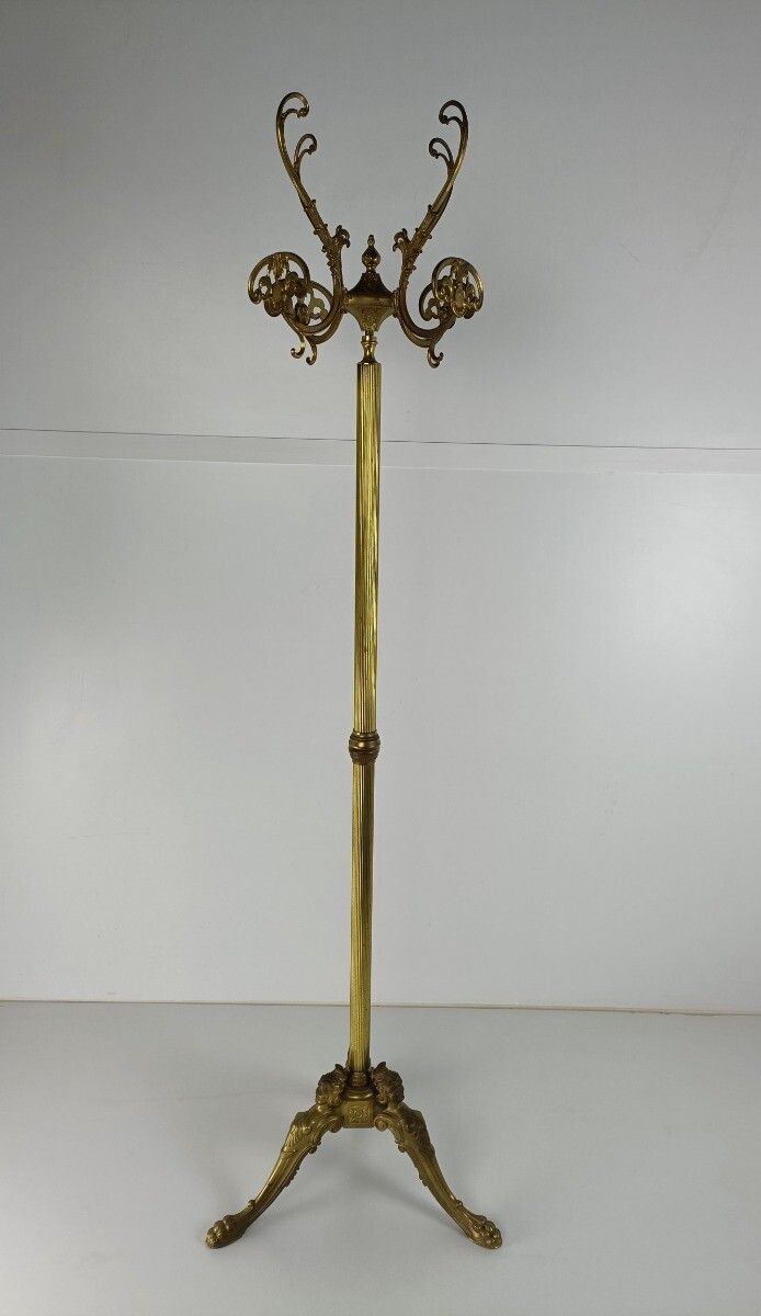 Mid Century Modern  Ornate  Brass Hall Tree Floor Coat Hat Rack Eyecatcher Italy photo furniture