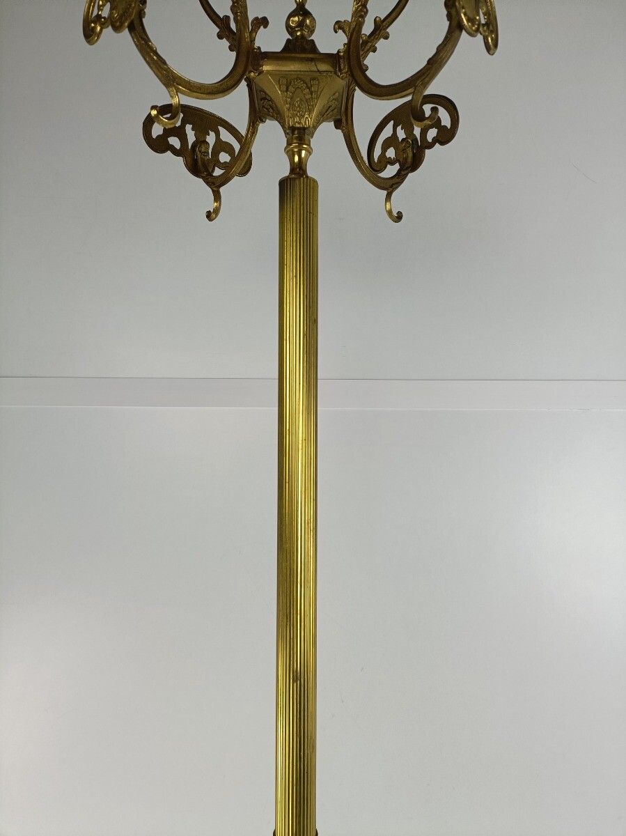 Mid Century Modern  Ornate  Brass Hall Tree Floor Coat Hat Rack Eyecatcher Italy photo 728.0