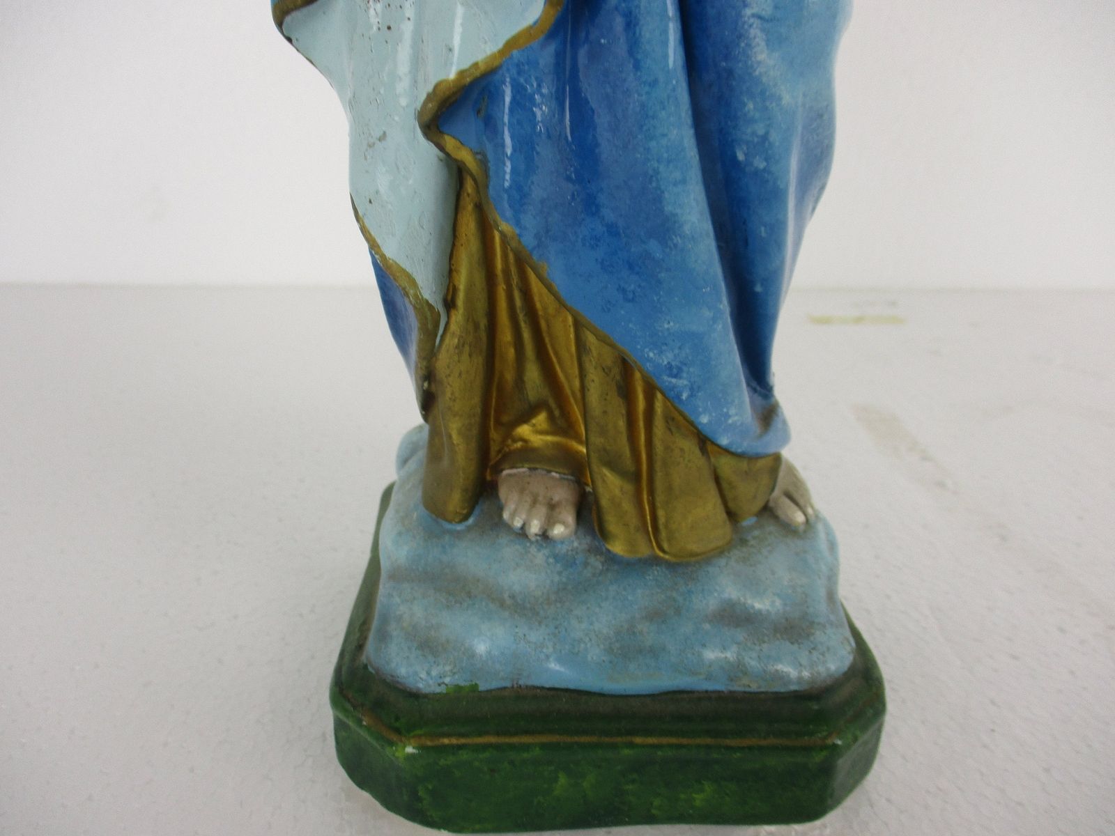 Virgin Mary Madonna Infant Child Plaster Statue Tenderness Plaster Polychrome 16 photo for sale