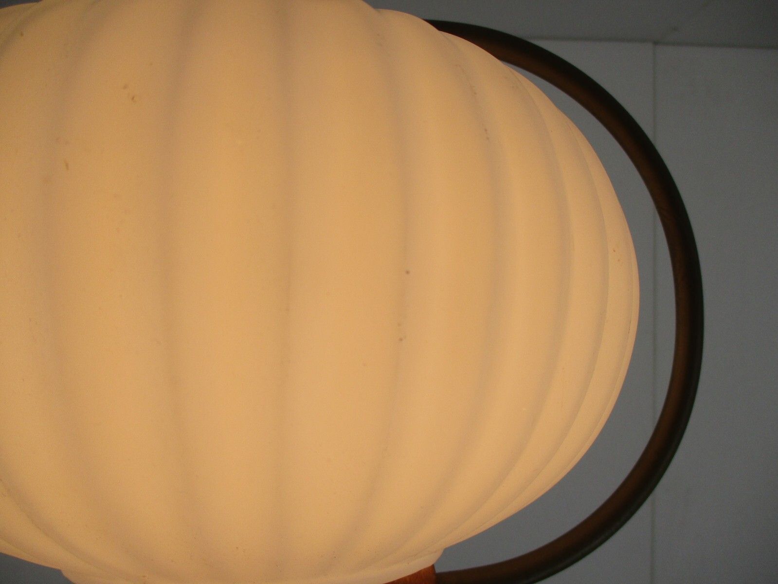 Danish Modern Chandelier Pendant Teak Brass Opaline Glass  Louis Kalff Atomic photo buy