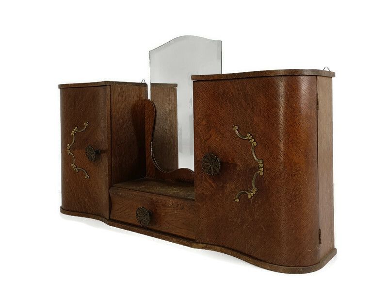 Art Deco Antique Double Apothecary Medicine Cabinet Bathroom Wood Farmhouse Styl