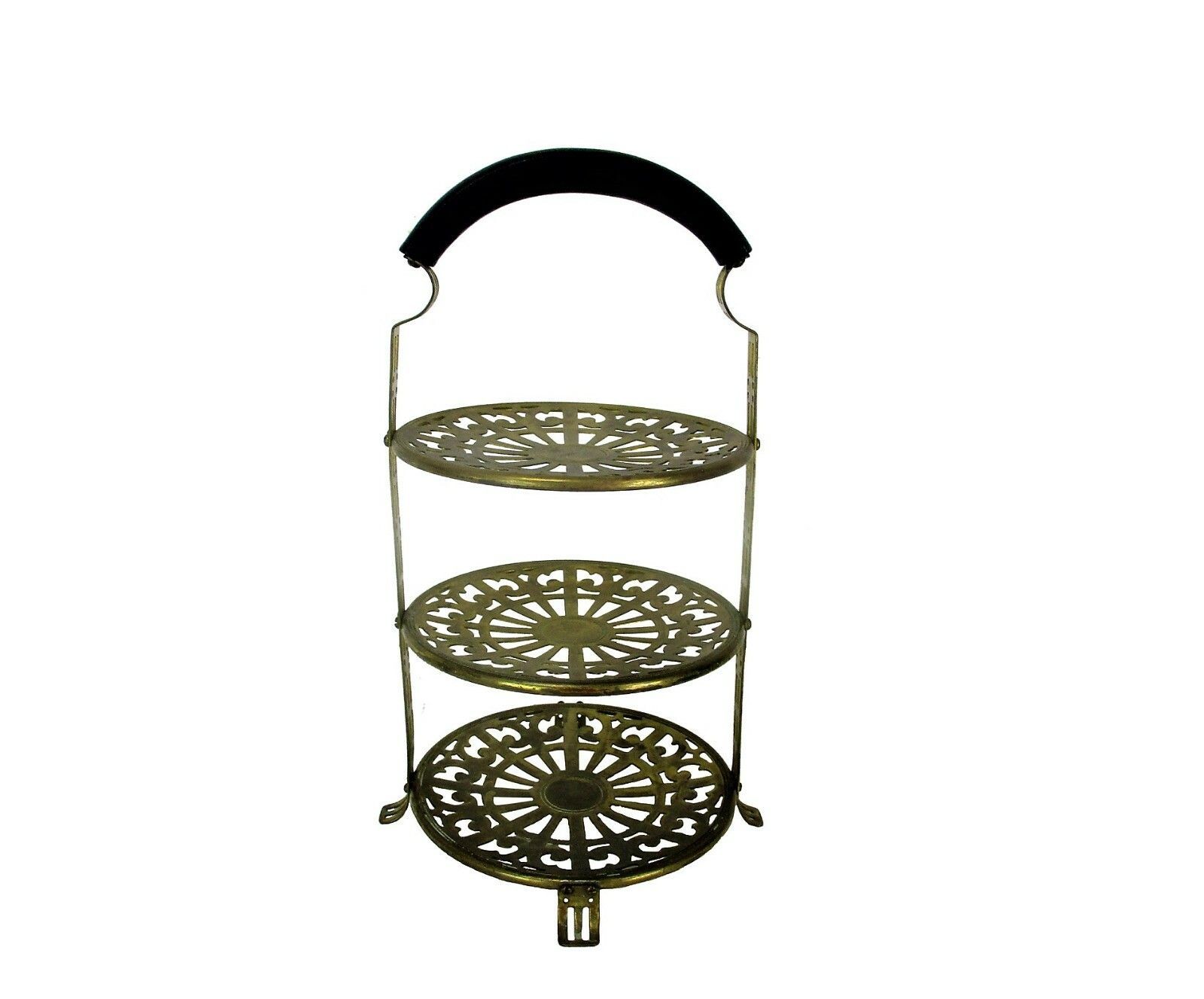Art Nouveau 3 Tier Wedding Cake Stand Manning Quality Bowman Meriden Brass Wow photo furniture