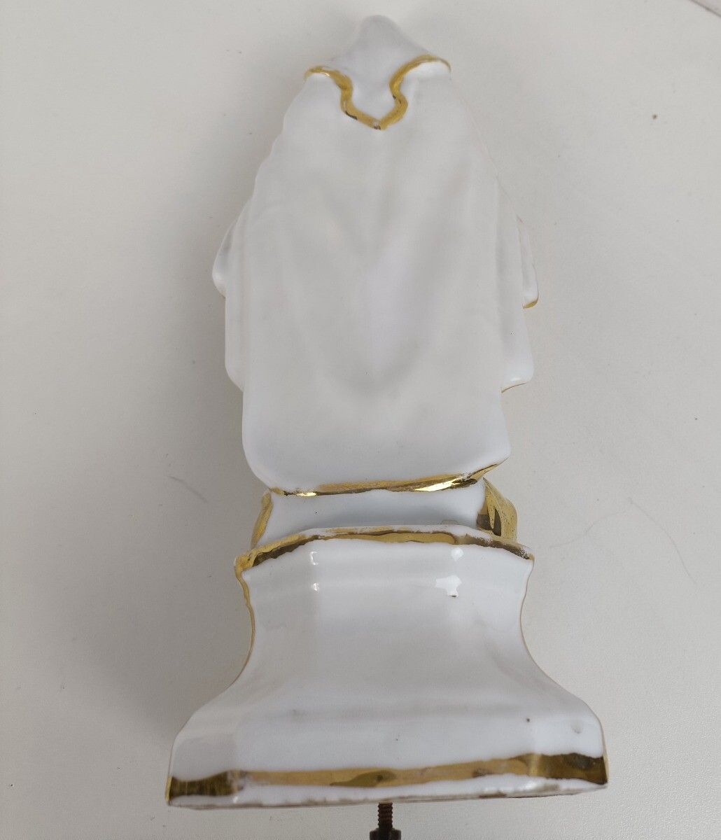Large Antique 1900 Vieux Paris Porcelain Bisque Statue Virgin Mary Madonna Open photo vinterior