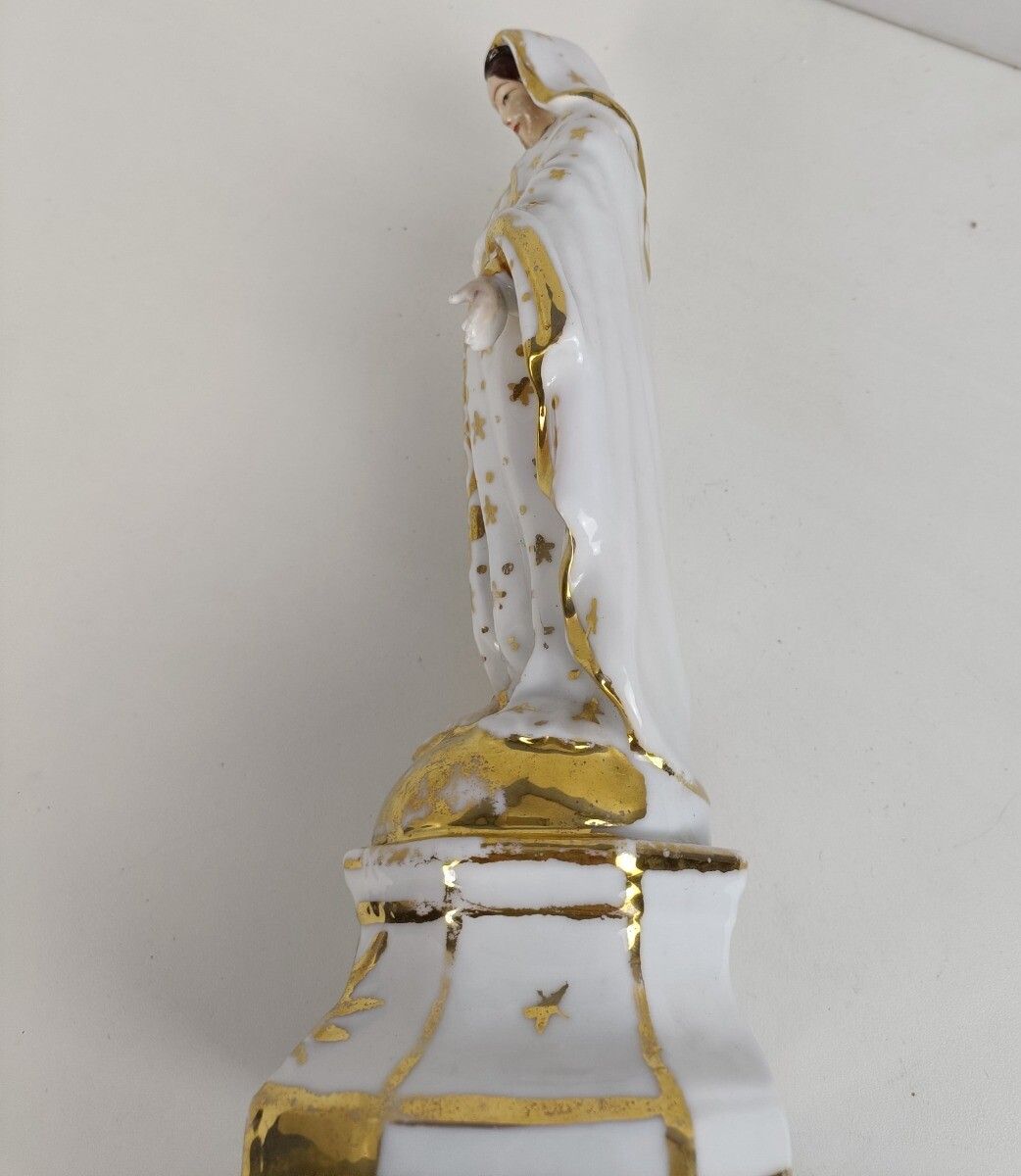 Large Antique 1900 Vieux Paris Porcelain Bisque Statue Virgin Mary Madonna Open photo buy