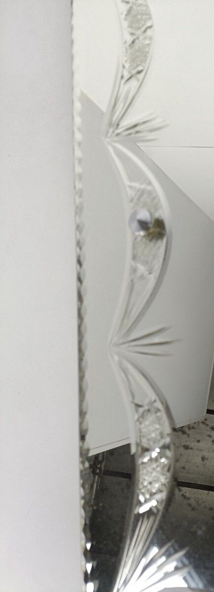 Venetian Mirror Ornate Etched Cut To Clear Glass  Clear Art Nouveau Antique Gorg photo Home Decor