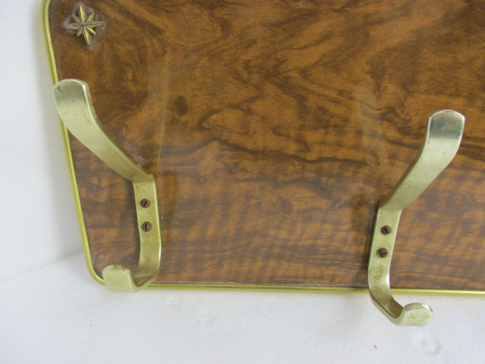 Vintage Mid Century Modern Wood Hat Rack Chrome Wood Industrial Rockabilly photo Furniture