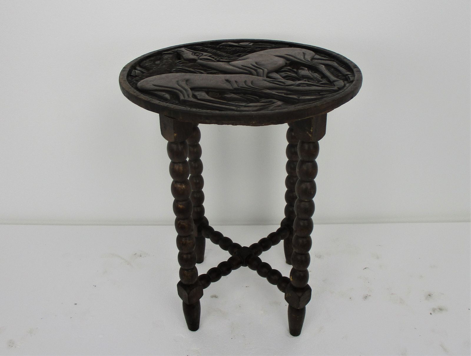 Ornate Hand Carved Wooden Table Deer Mountain Goats Coffee Side Table Wow photo furniture