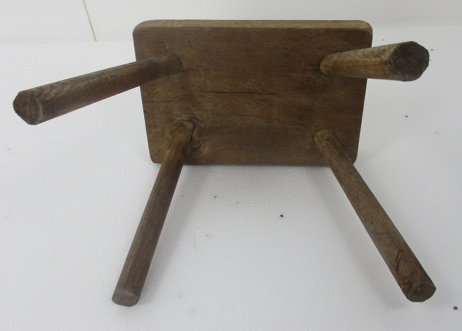 Funky Hand Carved Wood Milking Stool Pedestal Table Pedestal Barn Style Antique photo vintage