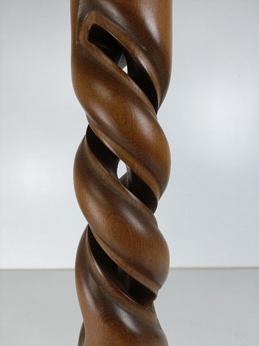 Open Barley Twist Wooden  Side Wine Display Table Pedestal Plant Bonsai Flower S photo Furniture