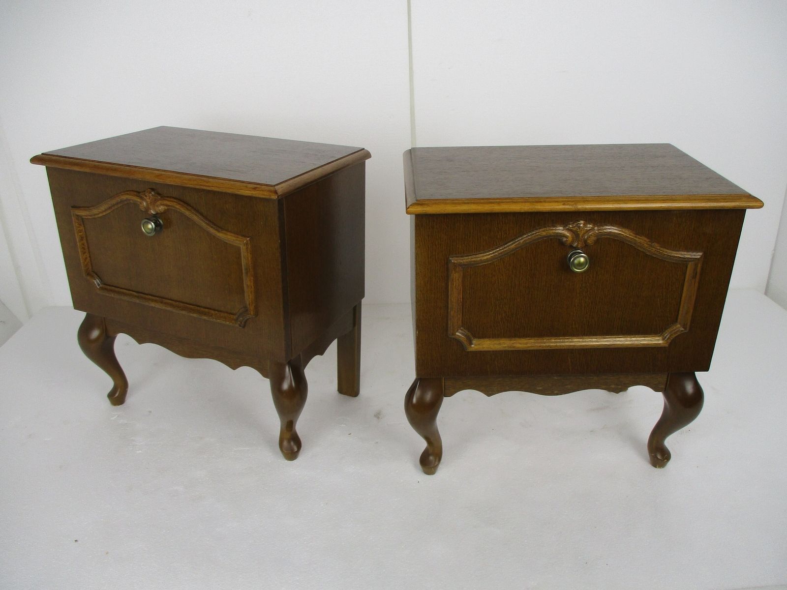 Pair Couple Vintage Nightstands End Tables Dresser 50s Vanity Cabinets Louis XVI photo furniture