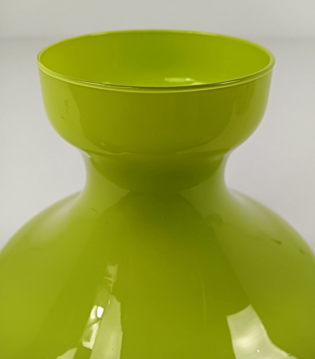Vintage Green Opaline Art Glass Italian Vase Nos Retro Grass Green photo furniture