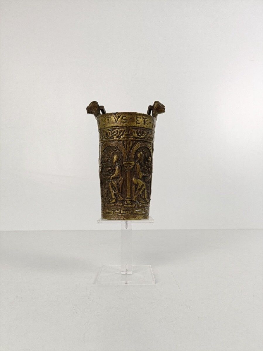 Ornate Antique Bronze Situla Holy Water Bucket Catholic Priest Church Htf Collec