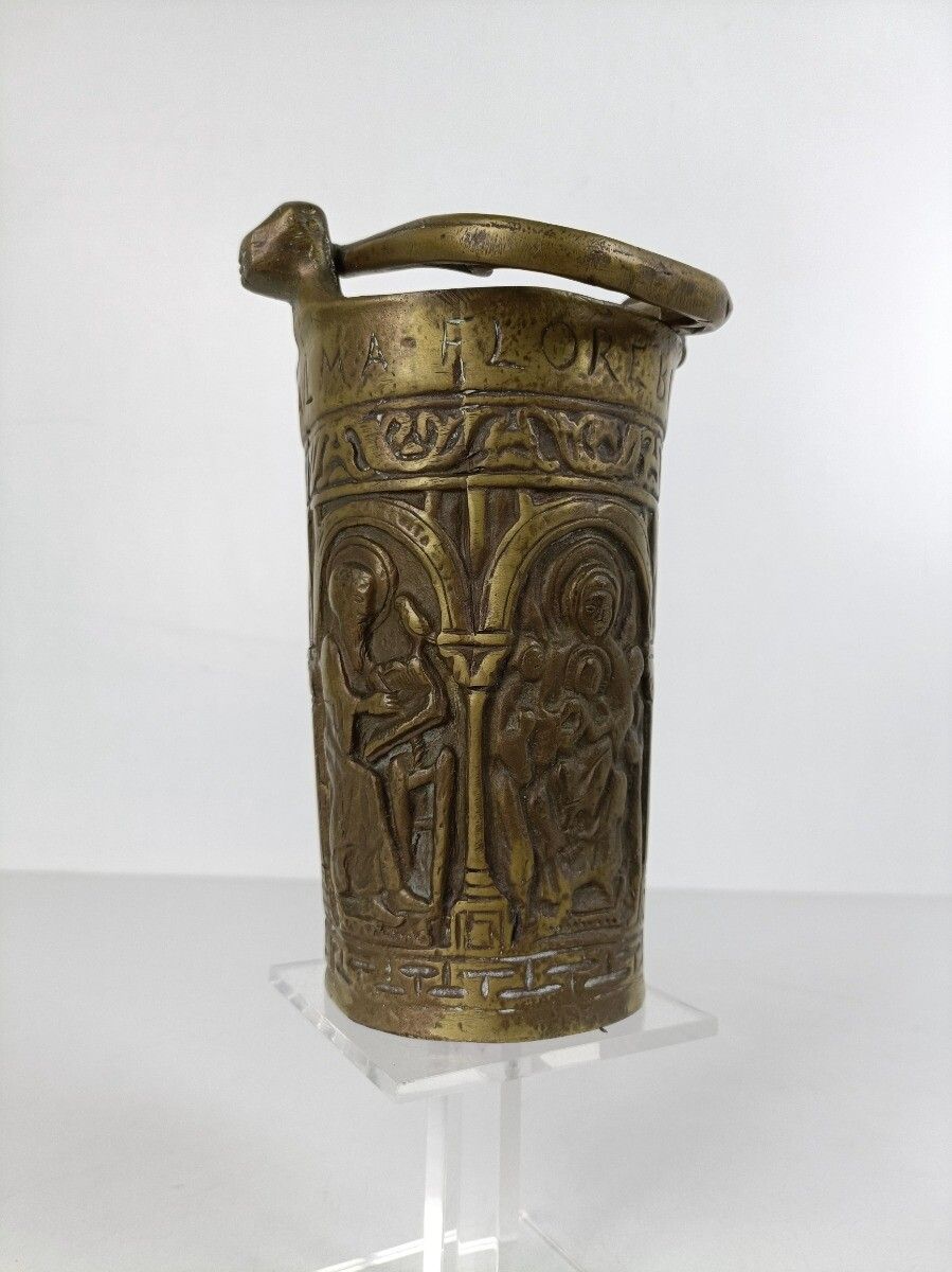Ornate Antique Bronze Situla Holy Water Bucket Catholic Priest Church Htf Collec photo 223.0