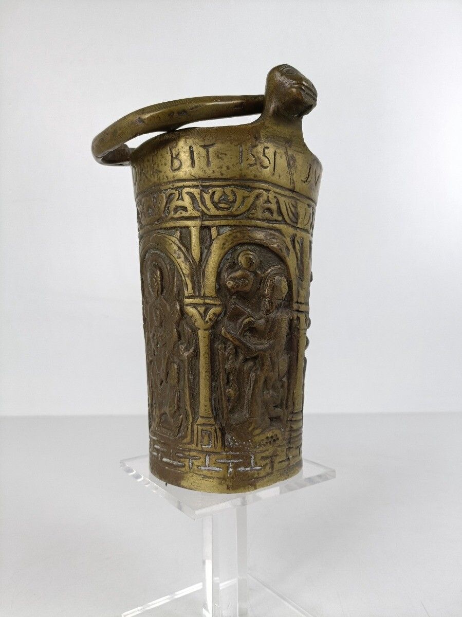 Ornate Antique Bronze Situla Holy Water Bucket Catholic Priest Church Htf Collec photo buy
