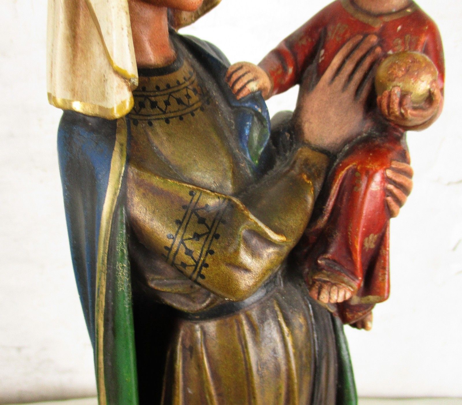 Antique 1900  Large  Church Statue Holy Mother Infant Child Neo Gothic Htf 17.7" photo vinterior