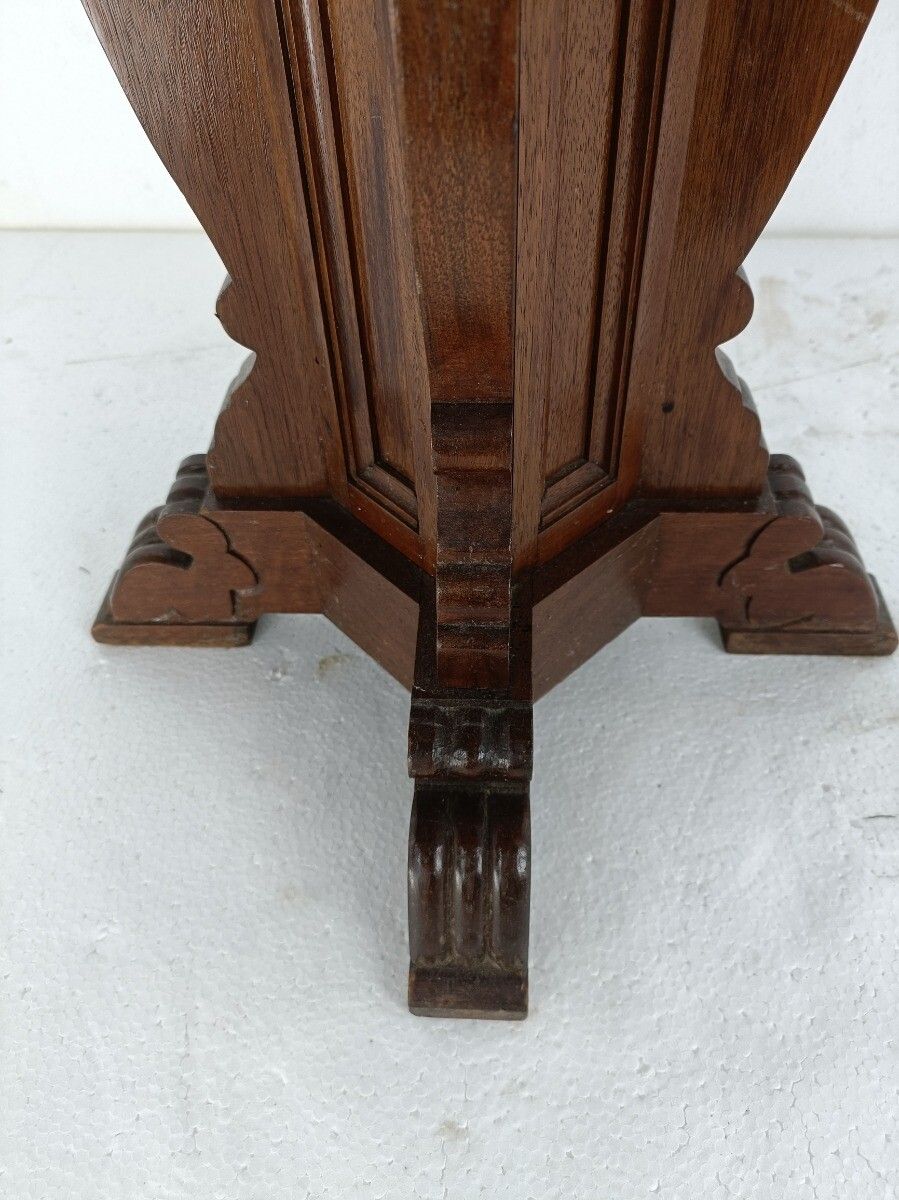 Side Table Ornate Carved Wood Vintage Occasional Pedestal Plant Bonsai Stand photo vintage