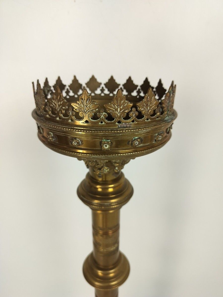 photo for sale Gothic Antique Candle Holder Candle Stick Church Chapel Altar Monastery Brass  W