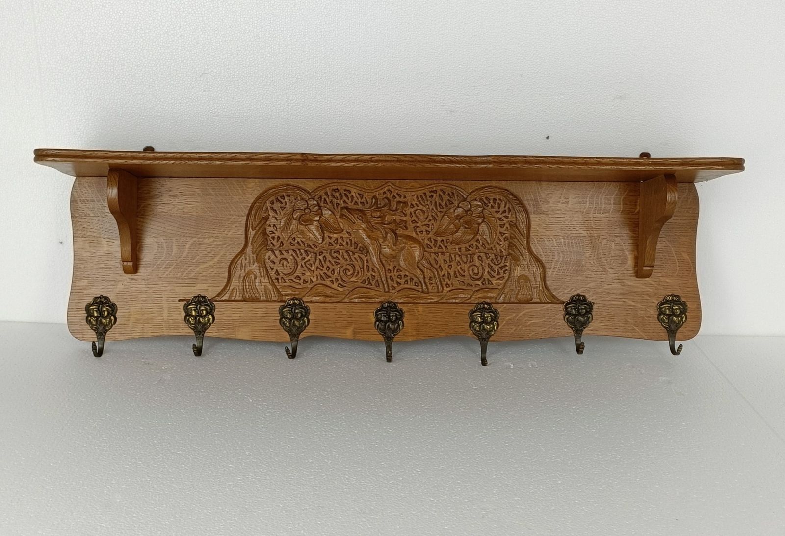 Coat Rack Hat Rack Kitchen Rack Deer, French Oak, Hand Carved, Ornate, Xl, Hallw photo furniture