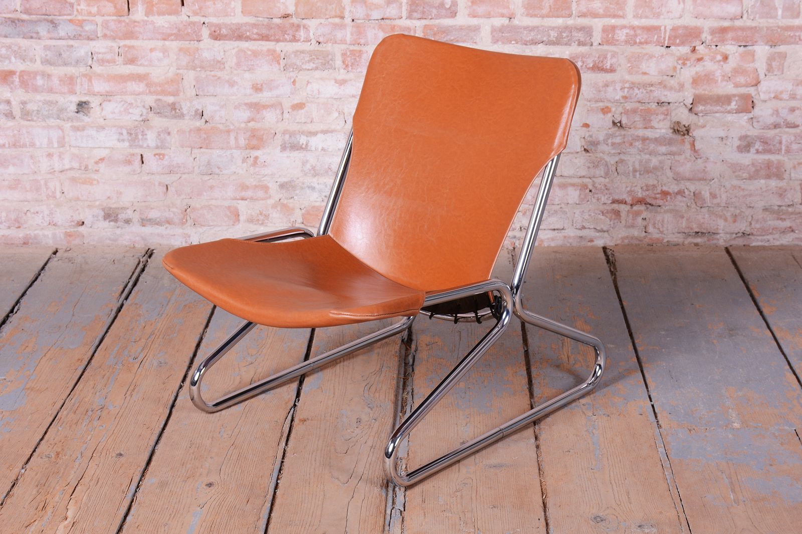 Restored Bauhaus Armchair, By Lusch And Co West, Chrome, Leather, Germany, 1970s photo furniture