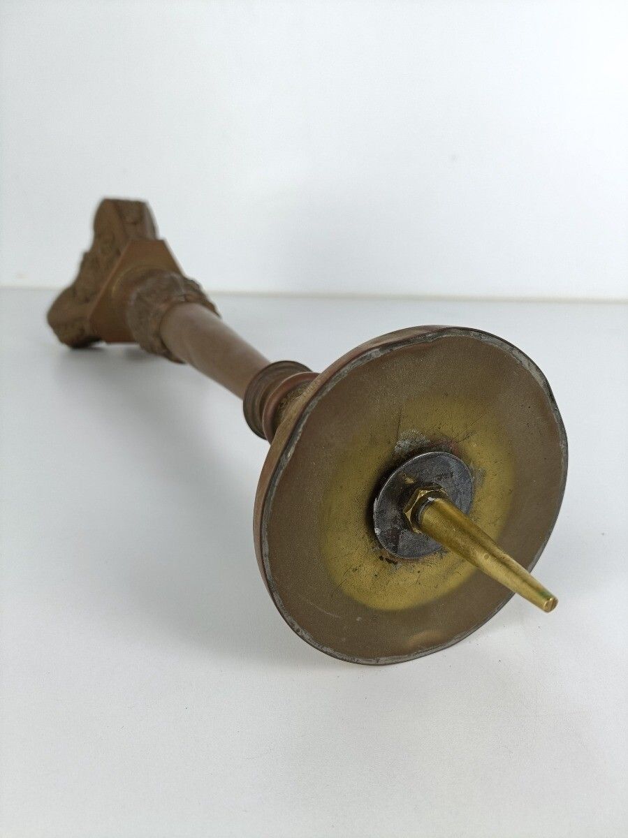 photo for sale Antique Brass Church  Candle Holder Candle Stick Holder 17th C Angels Religous S