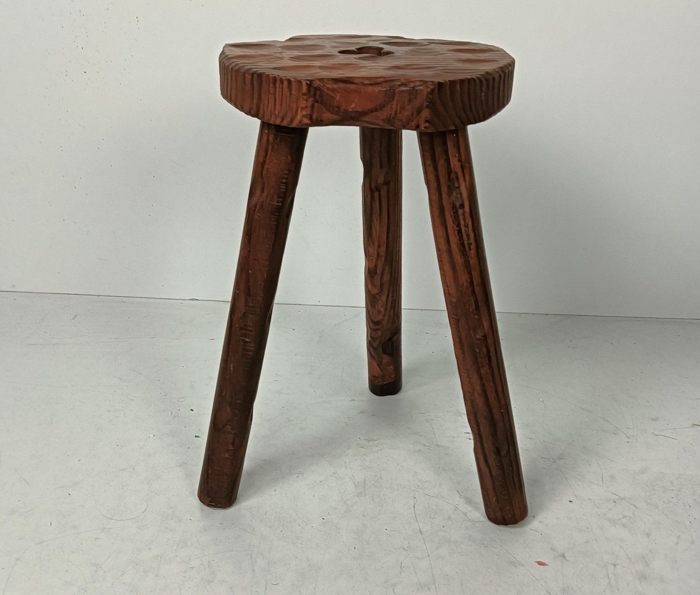 Spanish Milking Stool Table Pedestal Plant Bonsai Stand Carved Wood Barn Farmhou photo furniture