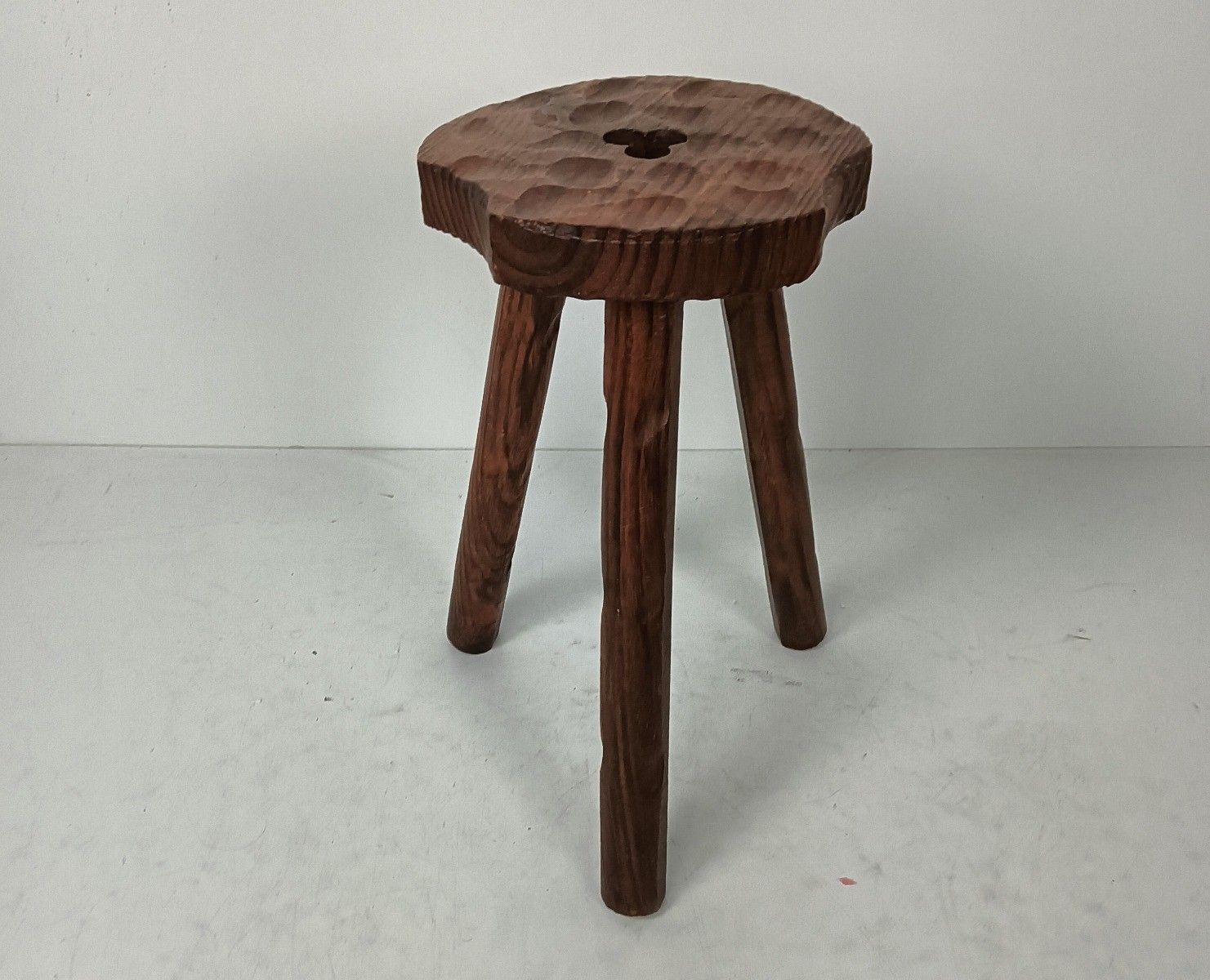 Spanish Milking Stool Table Pedestal Plant Bonsai Stand Carved Wood Barn Farmhou photo vinterior